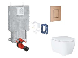 GROHE - Uniset Set předstěnové instalace, klozetu, sedátka SoftClose, tlačítka Skate Cosmopolitan a sady pro vhazování tablet, kartáčovaný Warm Sunset (SANI15BB4132)