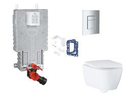 GROHE - Uniset Set předstěnové instalace, klozetu, sedátka SoftClose, tlačítka Skate Cosmopolitan a sady pro vhazování tablet, matný chrom (SANI15BB2120)
