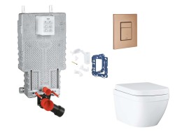 GROHE - Uniset Set předstěnové instalace, klozetu, sedátka SoftClose, tlačítka Skate Cosmopolitan a sady pro vhazování tablet, Triple Vortex, kartáčovaný Warm Sunset (SANI15BB4126)