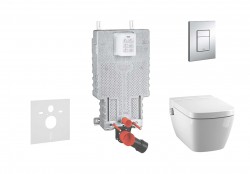 GROHE - Uniset Set předstěnové instalace, sprchovací toalety a sedátka Tece, tlačítka Skate Cosmo, Rimless, SoftClose, chrom (38643SET-KT)