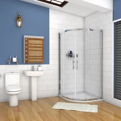 H K - Čtvrtkruhová sprchová zástěna MONO S4 90 čiré sklo, R550 včetně sprchové vaničky z litého mramoru (SE-MONOS490/THOR-90Q)