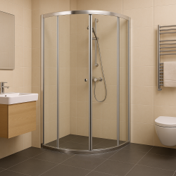 H K - Čtvrtkruhový sprchový kout PURE S4 90x90 s dvoudílnými posuvnými dveřmi (PURES490)