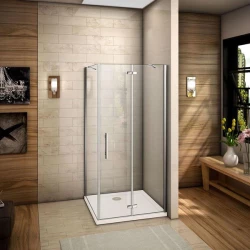 H K - Sprchový kout MELODY F5 90x76 s jednokřídlými dveřmi s pevnou stěnou, (dveře 90 / boční stěna 76)  včetně sprchové vaničky z litého mramoru (SE-MELODYF59076/THOR-90x76)