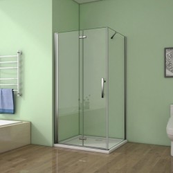 H K - Sprchový kout SOLO B8 100x90x185 se zalamovacími dveřmi včetně sprchové vaničky z litého mramoru (SE-SOLOB810090/THOR-10090)