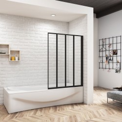 H K - Vanová zástěna pětidílná V5 90, černá, čiré sklo (SE-V590B)