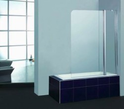 H K - Vanová zástěna PURE V2 120x140 - dvoudílná s pevným dílem, čiré sklo (PUREV2120)