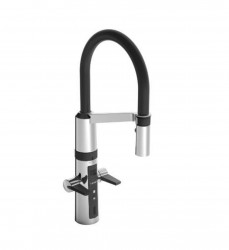 HANSA - Fit Elektronická dřezová baterie Hybrid, elektronický uzavírací ventil, černá/chrom (65262213)