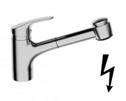 HANSA - Mix Páková dřezová baterie s vytahovací sprškou, pro beztlaké ohřívače vody, chrom (01361183)