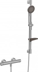 HANSA - Prisma Sprchový set s termostatem, 3 proudy, broušená ocel (4813042180)