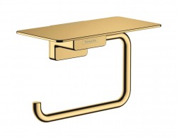 HANSGROHE - AddStoris Držák toaletního papíru s poličkou, leštěný vzhled zlata (41772990)