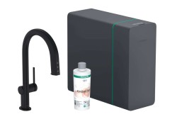 HANSGROHE - Aqittura M91 Dřezová baterie s výsuvnou koncovkou, SodaSystem, sBox, matná černá (76836670)