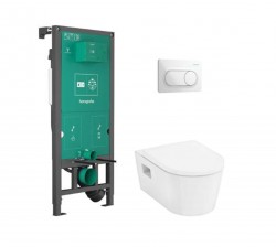 HANSGROHE - EluPura Original S Set předstěnové instalace, klozetu EluPura Original S a sedátka SoftClose, tlačítko iFrame Original S, bílá (60302450)