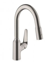 HANSGROHE - Focus M42 Dřezová baterie M429-H180 s výsuvnou sprškou, vzhled nerezu (71801800)