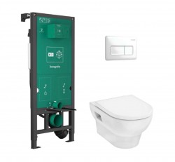 HANSGROHE - GladeLake S Set předstěnové instalace, klozetu GladeLake S a sedátka, tlačítko iFrame Original Q, bílá (60301450)
