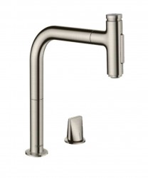 HANSGROHE - M71 Dřezová baterie M7120-H200 s výsuvnou sprškou, 2-otvorová instalace, sBOX, vzhled nerezu (73818800)