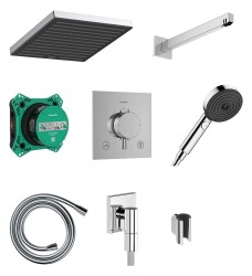 HANSGROHE - Pulsify E Sprchový set s termostatem pod omítku, s tělesem, 26x26 cm, EcoSmart, chrom (24625000)