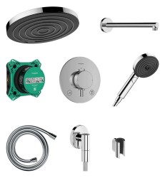 HANSGROHE - Pulsify S Sprchový set s termostatem pod omítku, s tělesem, průměr 26 cm, EcoSmart, chrom (24624000)