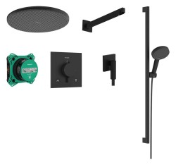 HANSGROHE - Raindance Alive S Sprchový set s termostatem pod omítku, s tělesem, průměr 30 cm, 3 proudy, matná černá (24622670)
