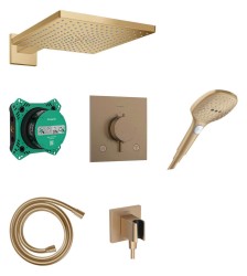 HANSGROHE - Raindance E Sprchový set s termostatem pod omítku, s tělesem, 30x30 cm, 3 proudy, kartáčovaný bronz (24623140)