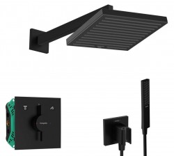 HANSGROHE - Sprchový set s baterií pod omítku, s tělesem, 26x26 cm, matná černá (SANI21HHH401)