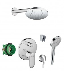 HANSGROHE - Sprchový set s baterií pod omítku, s tělesem, průměr 20 cm, 2 proudy, chrom (SANI21HHH012)