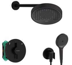 HANSGROHE - Sprchový set s baterií pod omítku, s tělesem, průměr 25 cm, 3 proudy, matná černá (SANI21HHH404)