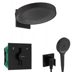 HANSGROHE - Sprchový set s baterií pod omítku, s tělesem, průměr 36 cm, 3 proudy, matná černá (SANI21HHH409)
