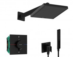 HANSGROHE - Sprchový set s termostatem pod omítku, s tělesem, 26x26 cm, matná černá (SANI21HHH403)