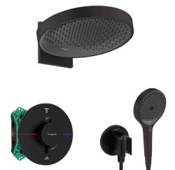 HANSGROHE - Sprchový set s termostatem pod omítku, s tělesem, průměr 36 cm, 3 proudy, matná černá (SANI21HHH410)