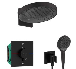 HANSGROHE - Sprchový set s termostatem pod omítku, s tělesem, průměr 36 cm, 3 proudy, matná černá (SANI21HHH411)