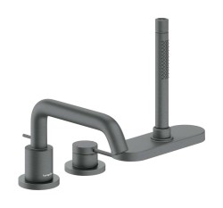 HANSGROHE - Tecturis S Baterie na okraj vany, 3-otvorová instalace, sBox, kartáčovaný černý chrom (73447340)