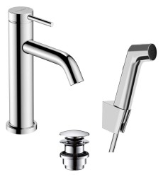 HANSGROHE - Tecturis S Umyvadlová baterie s výpustí Push-Open a bidetovou sprškou, EcoSmart, chrom (73211000)
