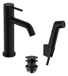 HANSGROHE - Tecturis S Umyvadlová baterie s výpustí Push-Open a bidetovou sprškou, EcoSmart, matná černá (73211670)