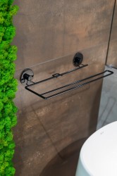 HOPA - Drátěný držák toaletního papíru na nalepení 3M, černá barva (KD02091661)