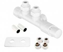 HOPA - HYBRID-SADA, universální středový ventil s mosaznou rozetou - Barva - Bílá (RDHYBRIDSADAMRW)