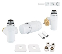 HOPA - INTEGRATO-SADA, universální rohový ventil s mosaznou rozetou 2 ks - Barva - Bílá (RDINTEGSADAMRW)