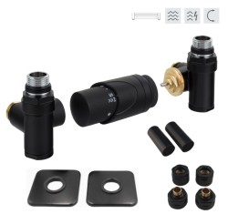 HOPA - INTEGRATO-SADA, universální rohový ventil s mosaznou rozetou 2 ks - Barva - Černá (RDINTEGSADAMRB)