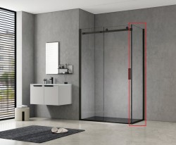 HOPA - Pevná boční stěna PANEL BELVER BLACK NEW - Barva rámu - Černá, Pevná stěna - 80 Směr zavírání - Univerzální Levé / Pravé, Výplň - Čiré bezpečnostní sklo - 8 mm (BCBELV80PSBCN)