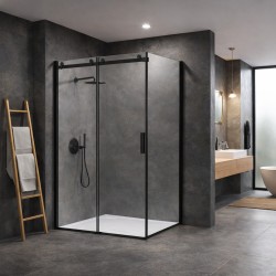 HOPA - Pevná boční stěna PANEL BELVER BLACK NEW - Barva rámu - Černá, Pevná stěna - 90 Směr zavírání - Univerzální Levé / Pravé, Výplň - Čiré bezpečnostní sklo - 8 mm (BCBELV90PSBCN)