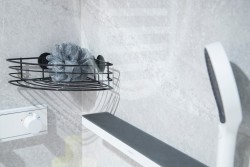 HOPA - Rohová drátěná polička na nalepení 3M, černá barva (KD02081664)