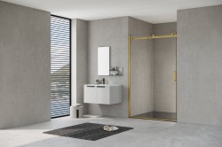 HOPA - Sprchové dveře BELVER GOLD NEW - Barva rámu - Zlatá, Rozměr A - 100, Směr zavírání - Univerzální Levé / Pravé, Výplň - Čiré bezpečnostní sklo - 8 mm (BCBELV10BGCN)