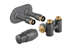 HOPA - THERMCOMB-SET, středový ventil (Z4K) s připojením pro elektrickou tyč - Barva - Antracit, Varianta - Levá (RDTHERMCOMSETLA)