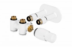 HOPA - THERMCOMB-SET, středový ventil (Z4K) s připojením pro elektrickou tyč - Barva - Bílá, Varianta - Pravá (RDTHERMCOMSETRW)