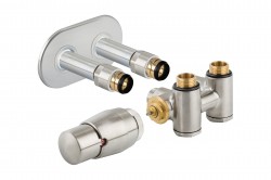 HOPA - THERMCOMB-SET, středový ventil (Z4K) s připojením pro elektrickou tyč - Barva - Nerez, Varianta - Levá (RDTHERMCOMSETLS)