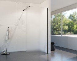 HOPA - Walk-in sprchový kout LAGOS BLACK NEW 200 - Barva rámu - Černá, Rozměr A - 100, Rozměr C - 200, Výplň - Matné bezpečnostní sklo - 8 mm (BCLAGO10MBFN2)