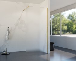HOPA - Walk-in sprchový kout LAGOS GOLD NEW 200 - Barva rámu - Zlatá, Rozměr A - 120, Rozměr C - 200, Výplň - Matné bezpečnostní sklo - 8 mm (BCLAGO12BGFN2)