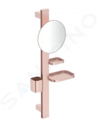 IDEAL STANDARD - ALU+ Kosmetické zrcátko s poličkou a pohárkem na kartáčky a pastu, rosé (BD589RO)