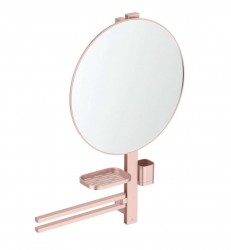 IDEAL STANDARD - ALU+ Zrcadlo s držákem ručníků, poličkou a pohárkem na kartáčky a pastu, rosé (BD587RO)