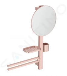 IDEAL STANDARD - ALU+ Zrcadlo s držákem ručníků, poličkou a pohárkem na kartáčky a pastu, rosé (BD588RO)