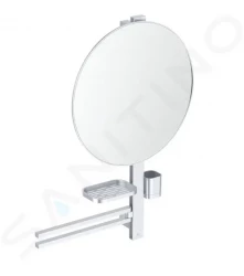 IDEAL STANDARD - ALU+ Zrcadlo s držákem ručníků, poličkou a pohárkem na kartáčky a pastu, stříbrná (BD587SI)